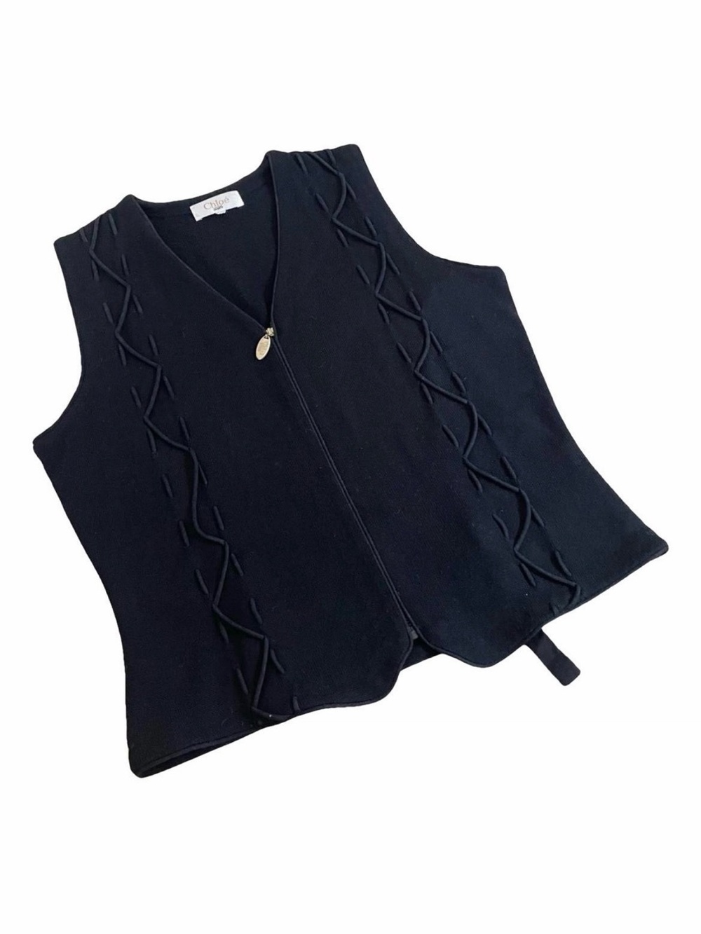 Chloé classic Black V-Neck Zip Front Women's Vest